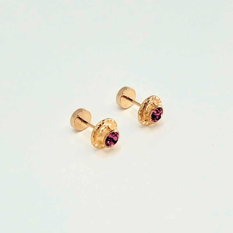 AROS ABRIDORES PARA BEBE  Y NIÑA LAMINADOS EN ORO DE 20K MODELO PIEDRA DE CIRCON L - 3