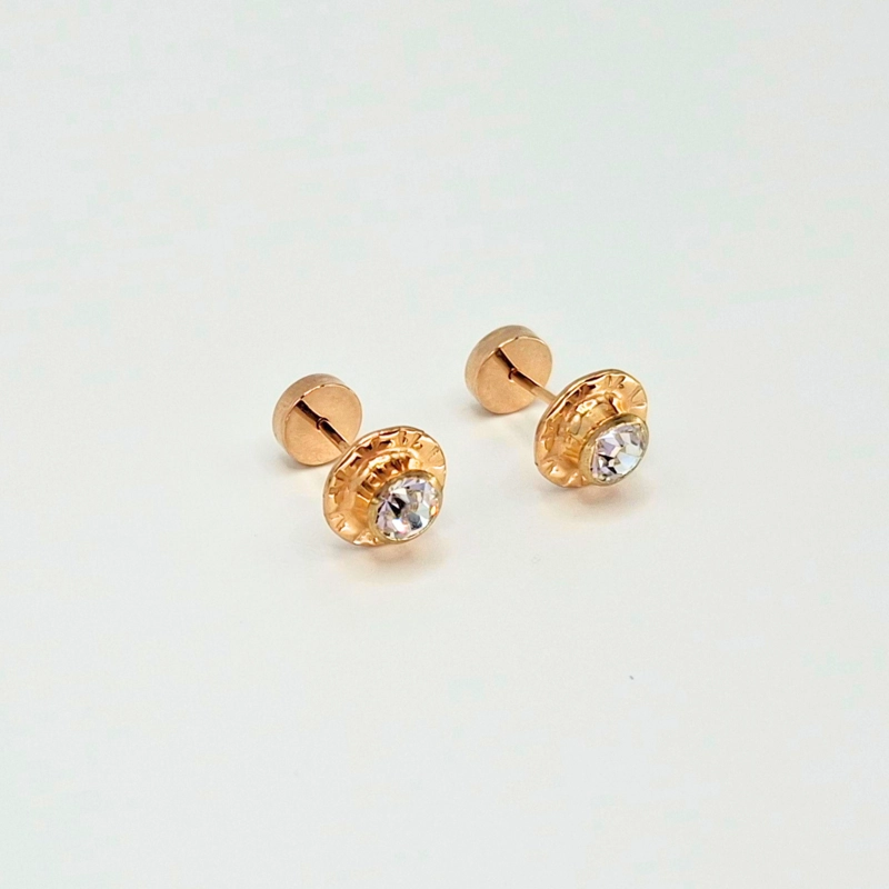 AROS ABRIDORES PARA BEBE  Y NIÑA LAMINADOS EN ORO DE 20K MODELO PIEDRA DE CIRCON L - 6