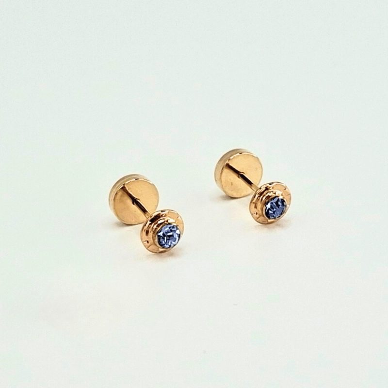 AROS ABRIDORES PARA BEBE  Y NIÑA LAMINADOS EN ORO DE 20K MODELO PIEDRA DE CIRCON S - 1