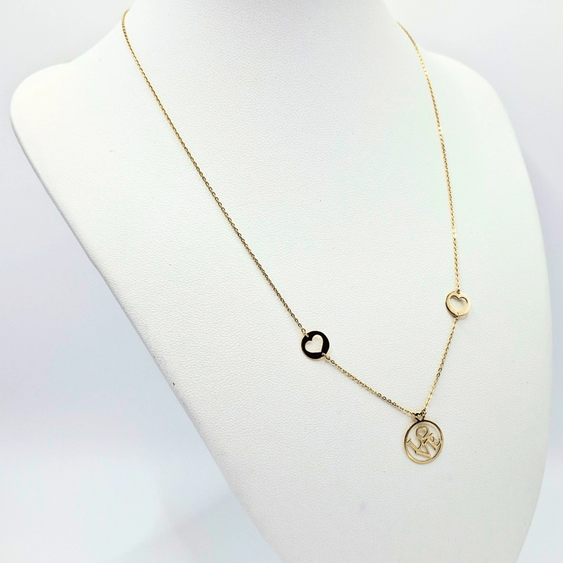 COLLAR MODELO LOVE ORO 18K, CADENA FORZATINA 45 CM - 3