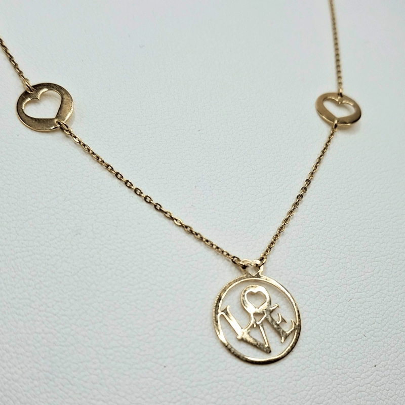 COLLAR MODELO LOVE ORO 18K, CADENA FORZATINA 45 CM - 4