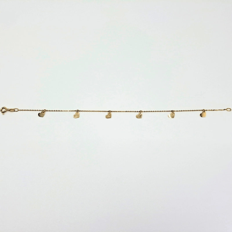 PULSERA MODELO CORAZONES ORO 18K, 18CM - 1