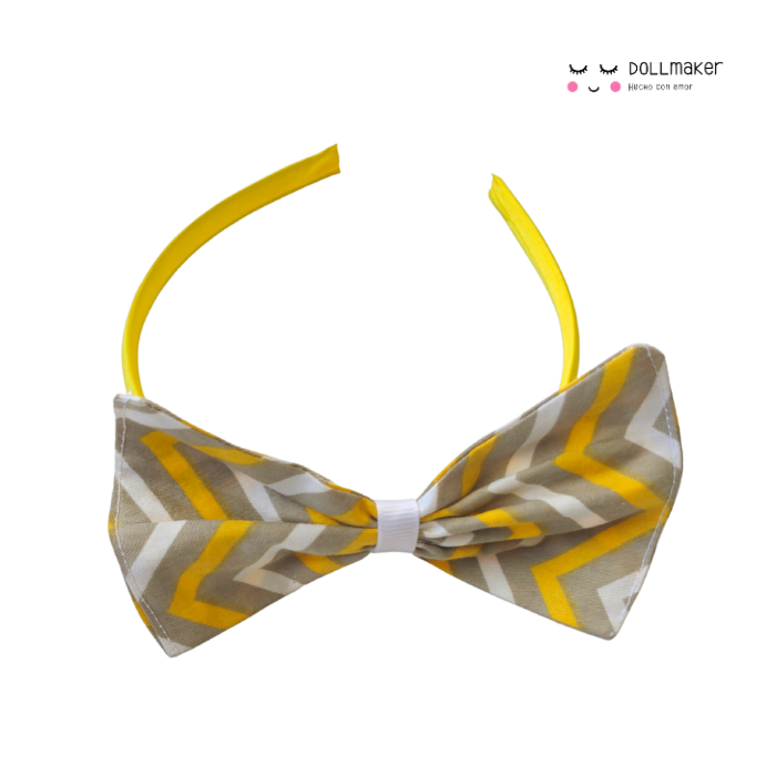 CINTILLO CON CORBATITA DISEÑO AMARILLO PARA NIÑITAS - 1