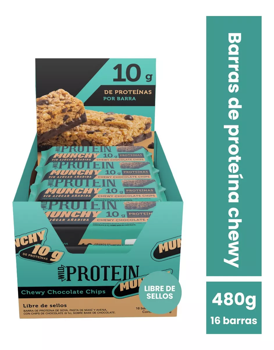 WILD PROTEIN MUNCHY CHOCOLATE MANÍ 16 UNIDADES - 1