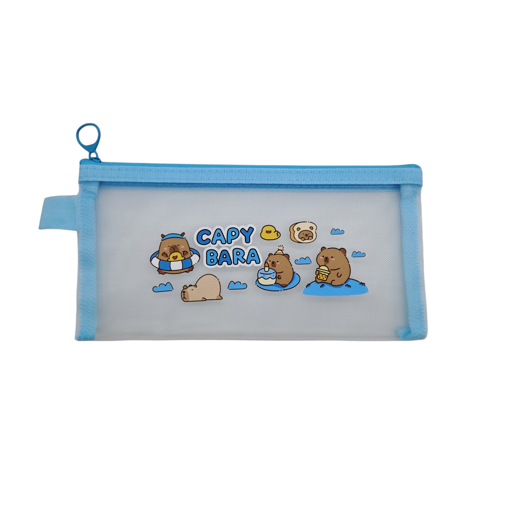 ESTUCHE PARA LAPICES DISEÑO CAPIBARA COLOR CELESTE - 1