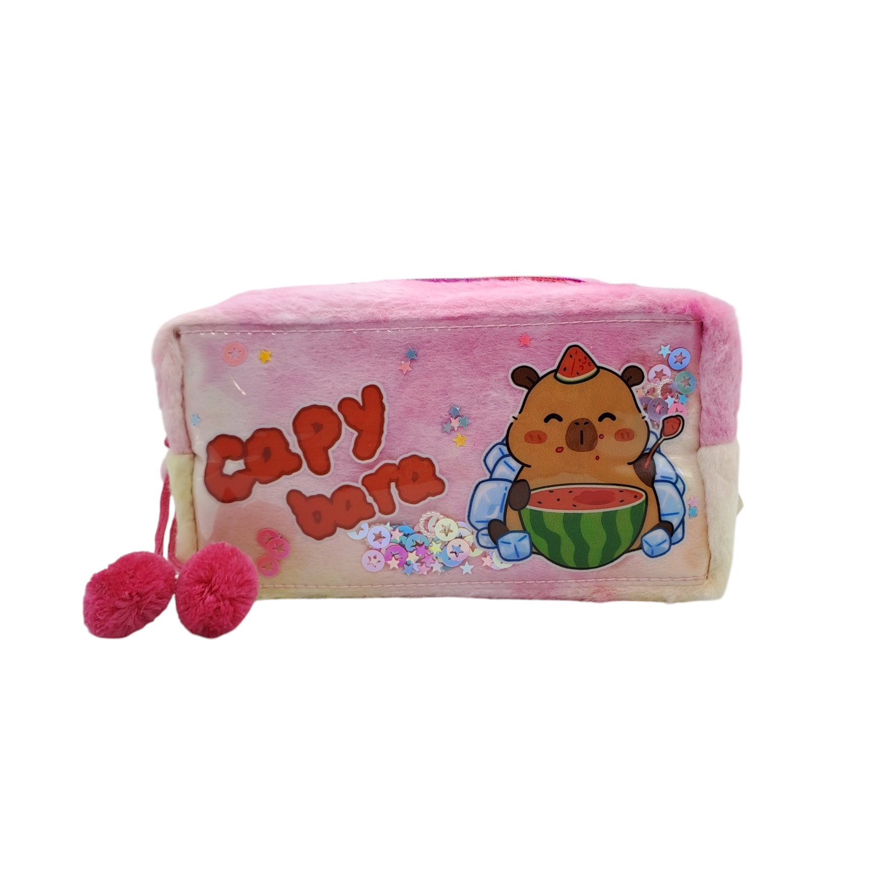 ESTUCHE DE FELPA PARA LAPICES DISEÑO CAPIBARA COLOR ROSADO - 1