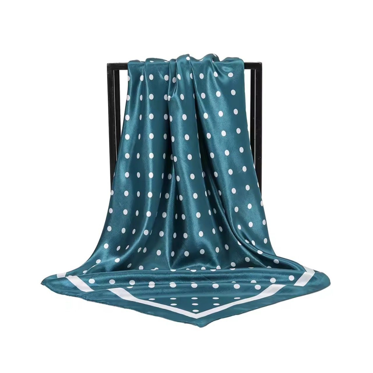 PAÑUELO SATINADO MUJER COLOR VERDE DISEÑO LUNARES 70 X 70 CMS - 1