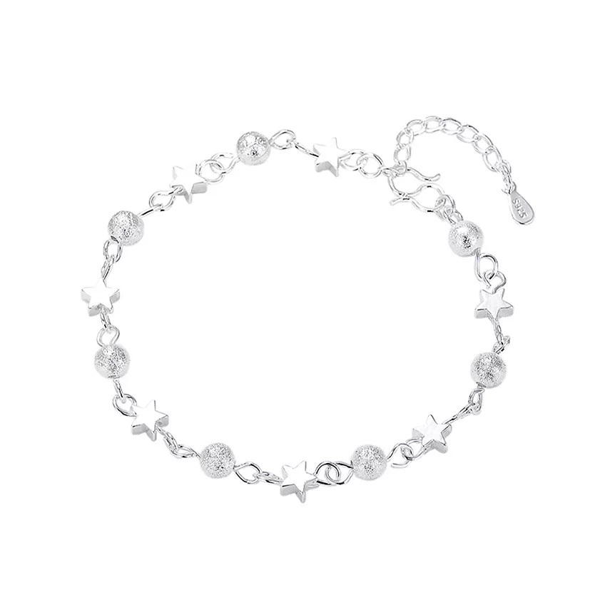 PULSERA ESTRELLAS Y ABALORIOS CIRCULARES PLATA 925 - 1