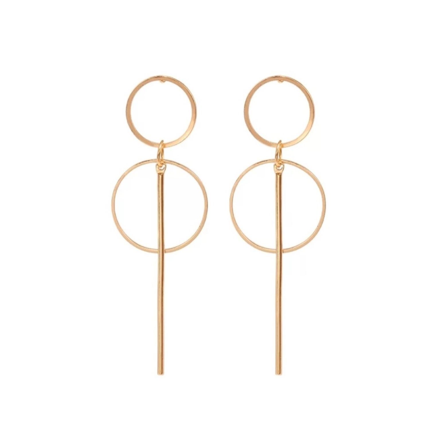 AROS PENDIENTES DISEÑO CIRCULOS COLOR DORADO - 1