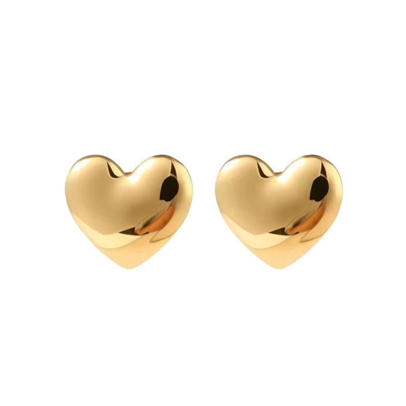 AROS MUJER DISEÑO CORAZON COLOR DORADO - 1
