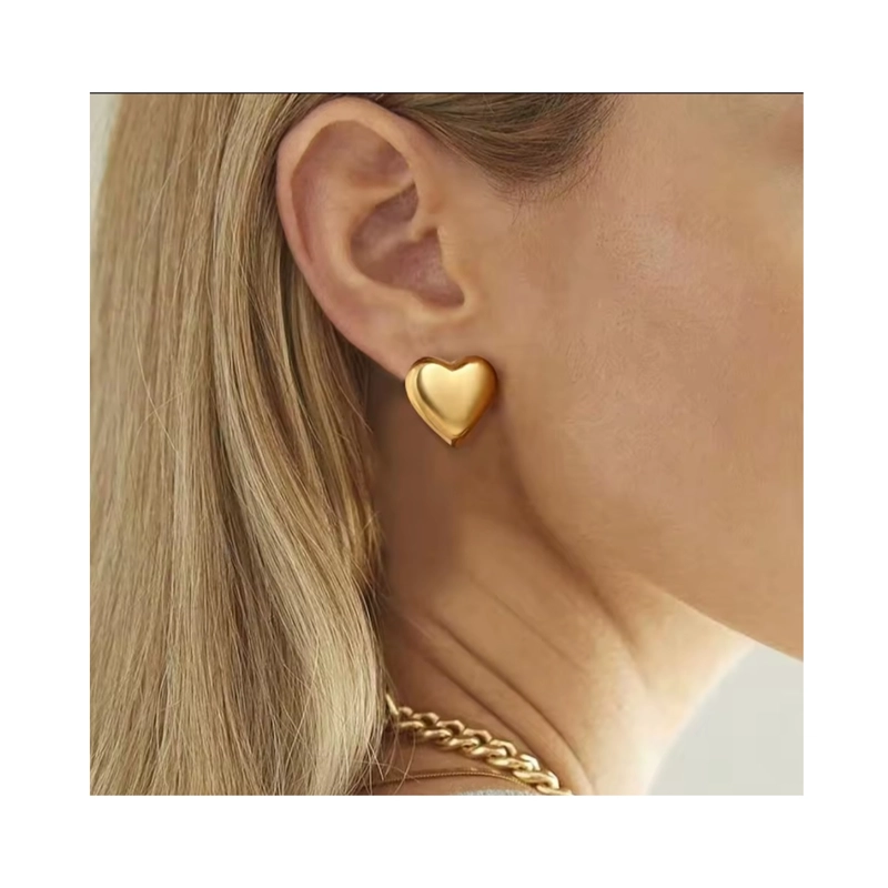 AROS MUJER DISEÑO CORAZON COLOR DORADO - 2
