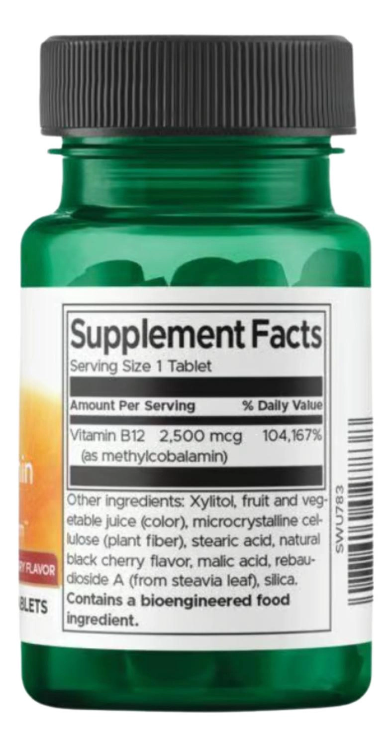 SWU783 VITAMIN B12 METHYLCOBALAMIN - NATURAL CHERRY FLAVORED 2.500 MCG 60 TABS - 2