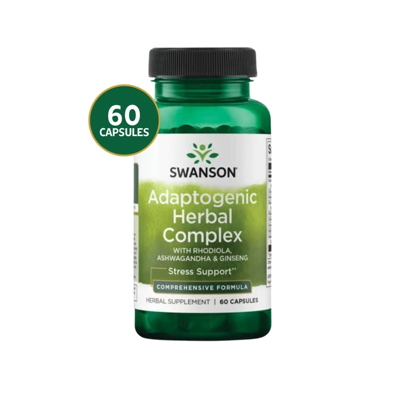 SW1095 ADAPTOGENIC HERBAL COMPLEX WITH RHODIOLA. ASHWAGANDHA & GINSENG 60 CAPS - 1
