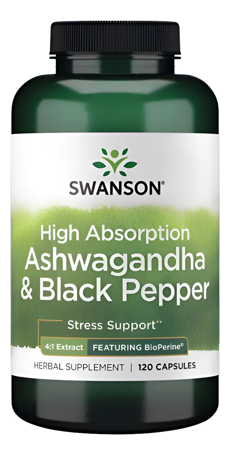 SW1822 HIGH ABSORPTION ASHWAGANDHA & BLACK PEPPER - FEATURING BIOPERINE 120 CAPS - 1