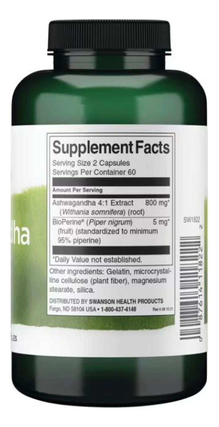 SW1822 HIGH ABSORPTION ASHWAGANDHA & BLACK PEPPER - FEATURING BIOPERINE 120 CAPS - 2