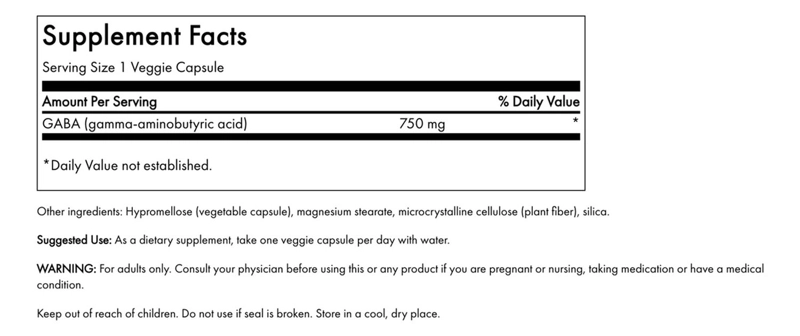 SWU676 GABA - MAXIMUM STRENGTH 750 MG 60 VEG CAPS - 3