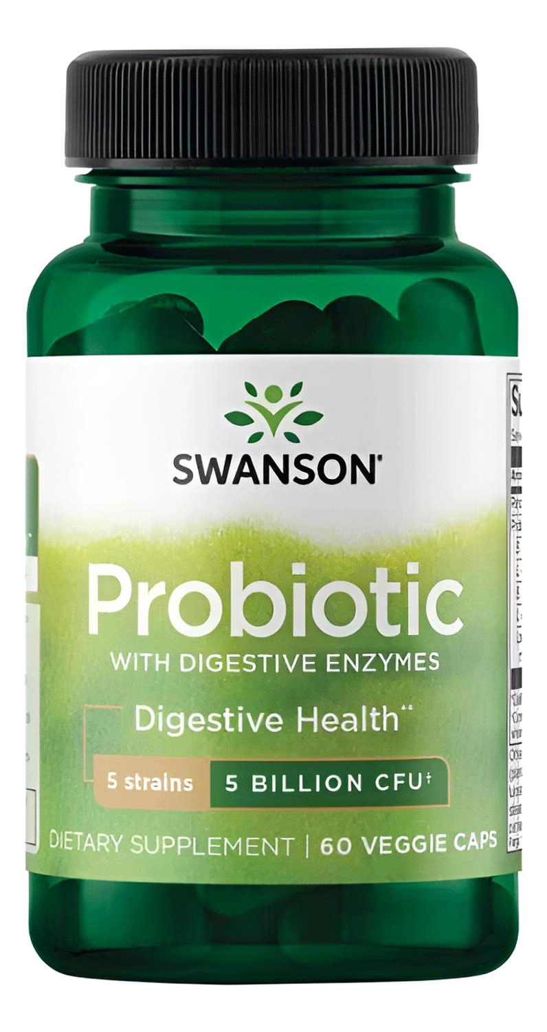 SWA037 PROBIOTIC WITH DIGESTIVE ENZYMES 5 BILLION CFU 60 VEG CAPS - 1