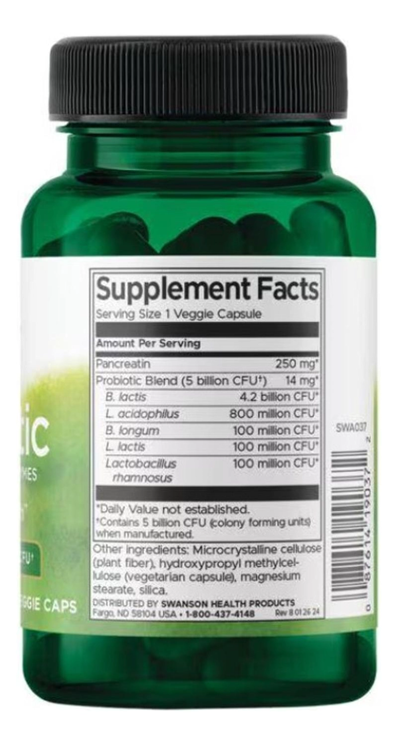 SWA037 PROBIOTIC WITH DIGESTIVE ENZYMES 5 BILLION CFU 60 VEG CAPS - 2