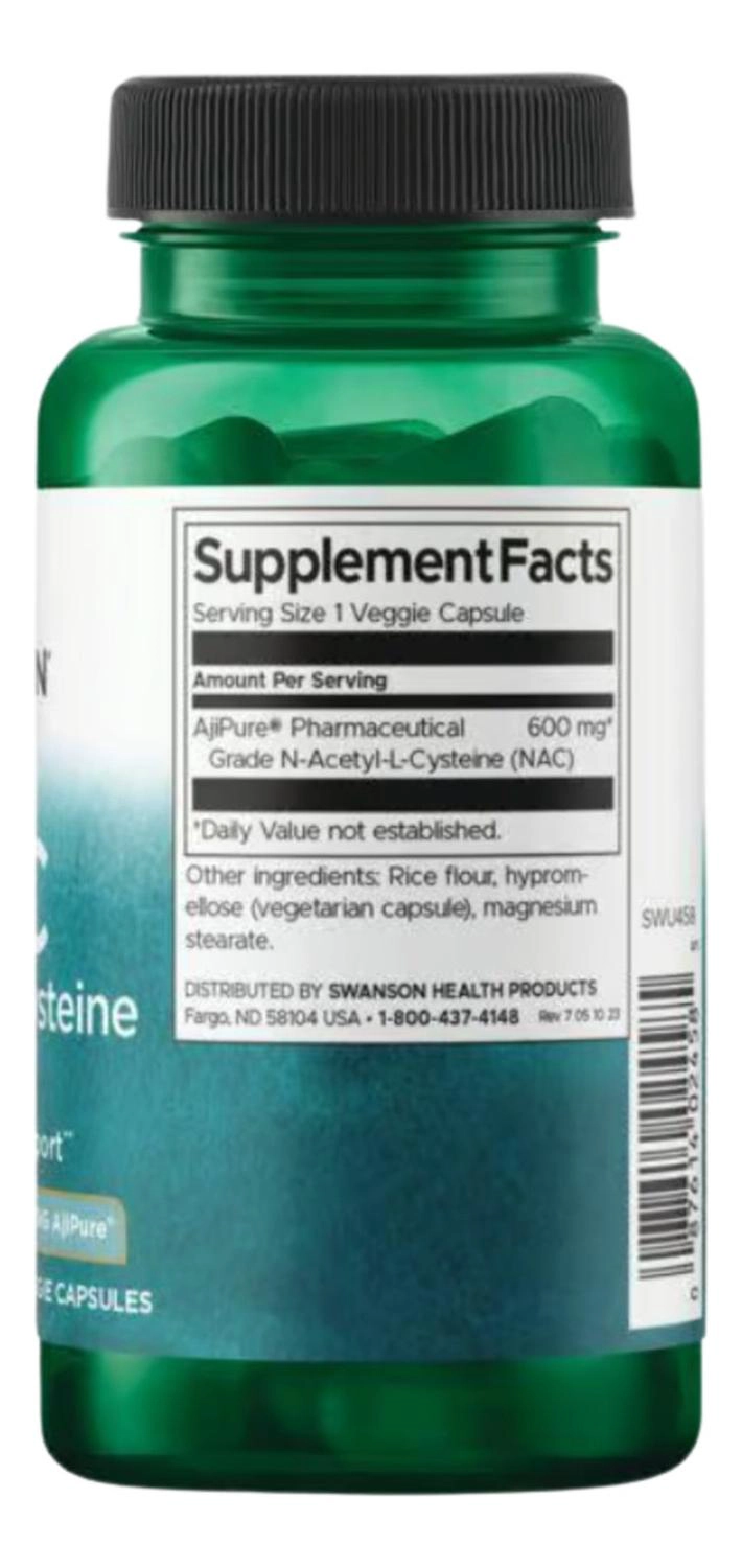 SWANSON NAC N-ACETYL-CYSTEINE 600MG 60 VEG CAPS SWANSON NAC N-ACETYL-CYSTEINE 600MG 60 VEG CAPS - 4