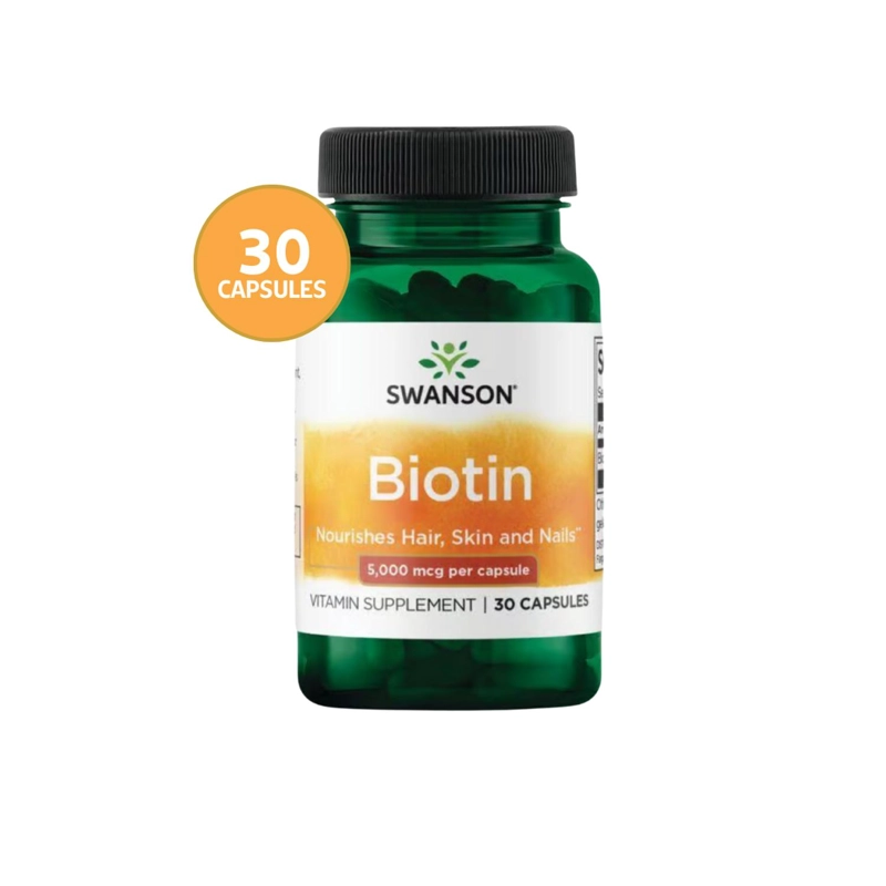 SWANSON BIOTIN 5.000 MCG 30 CAPSULAS SWANSON BIOTIN 5.000 MCG 30 CAPSULAS - 1