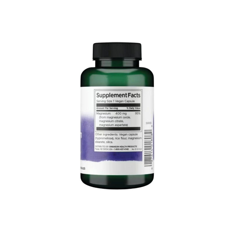 SWANSON TRIPLE MAGNESIUM COMPLEX 400 MG 100 CAPSULAS SIN SABOR - 2