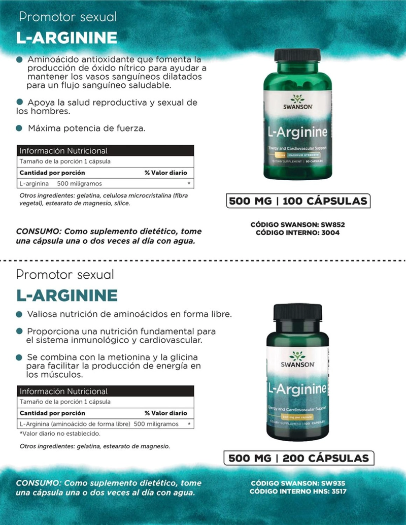 SW1713 L-ARGININE - MAXIMUM STRENGTH 850 MG 90 CAPS - 3