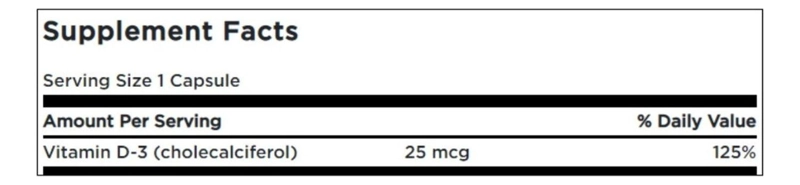 SW1241 VITAMIN D3 - HIGH POTENCY 1.000 IU (25 MCG) 30 CAPS - 2
