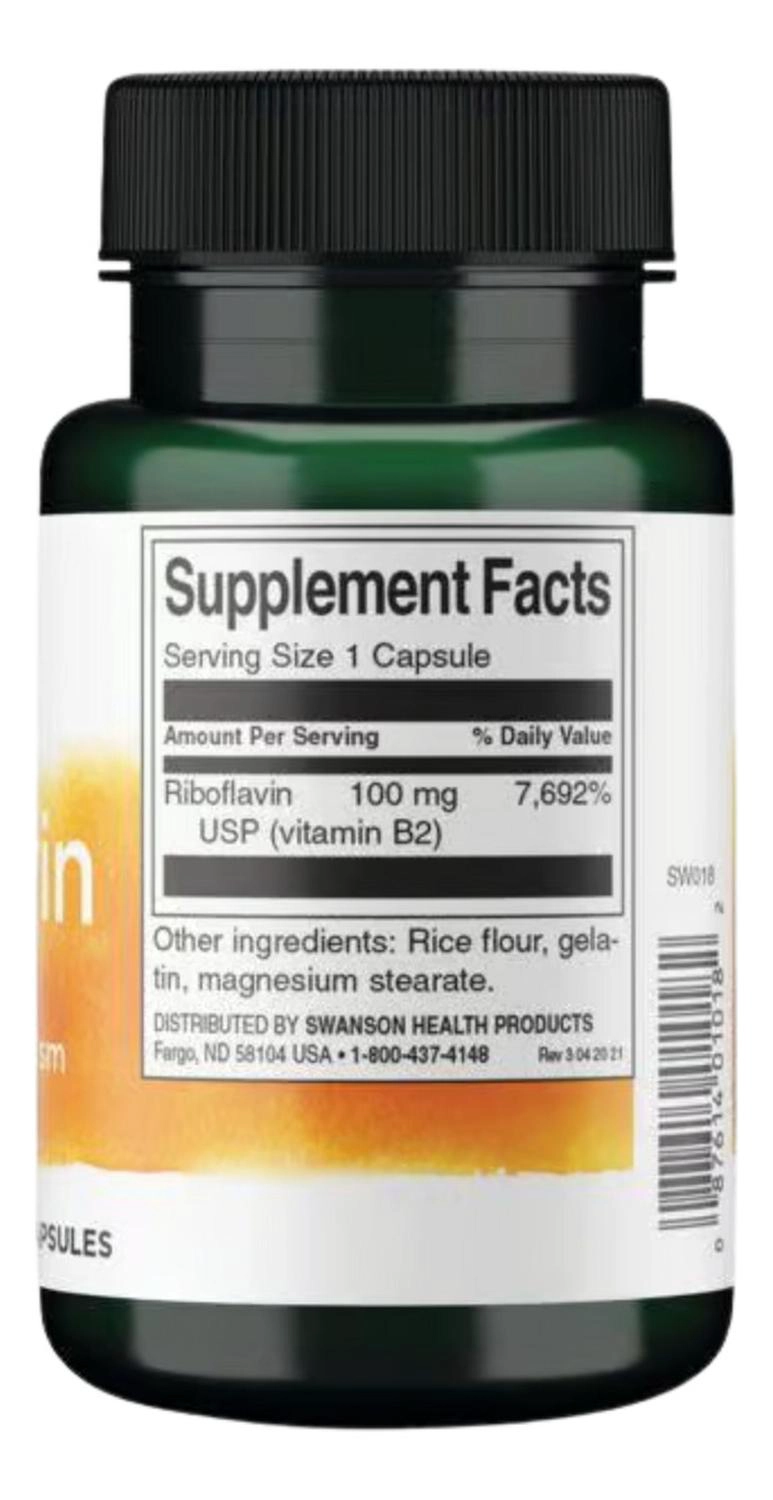 SWANSON RIBOFLAVIN VITAMIN B2 100 MG 100 CAPSULAS SWANSON RIBOFLAVIN VITAMIN B2 100 MG 100 CAPSULAS - 2