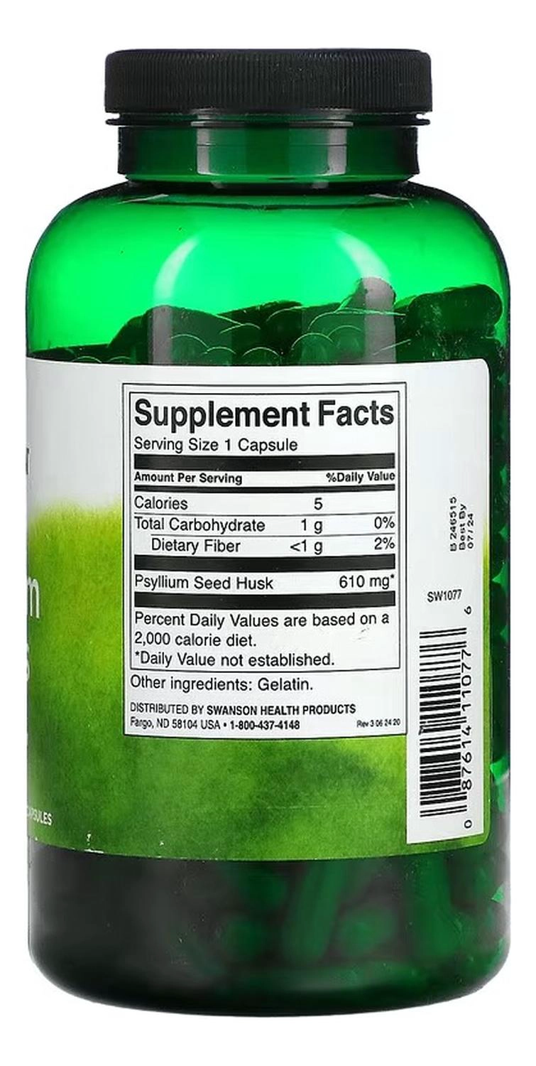 SWANSON PSYLLIUM HUSKS 610MG 300 VEGGIE CAPS - 2