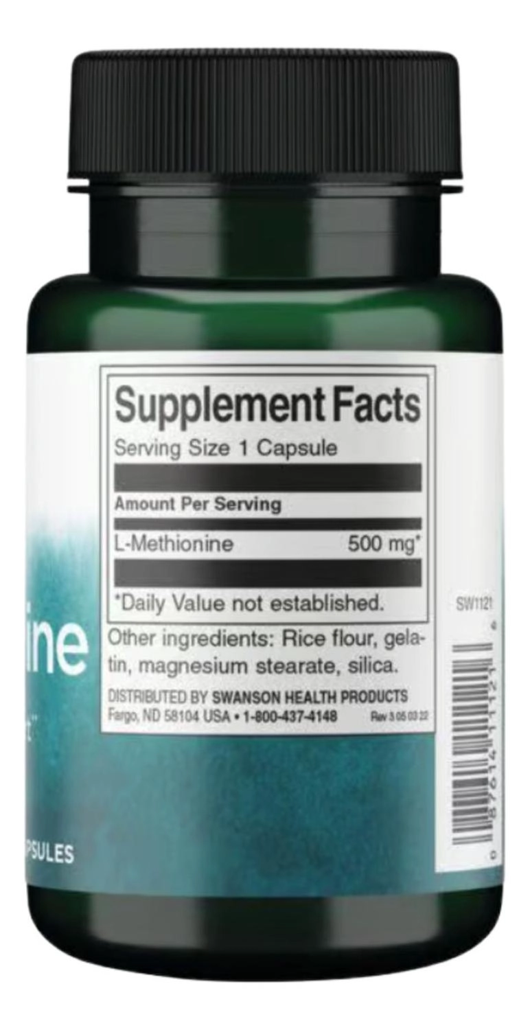 SWANSON L-METHIONINE 500 MG 30 CAPSULAS SWANSON L-METHIONINE 500 MG 30 CAPSULAS - 2