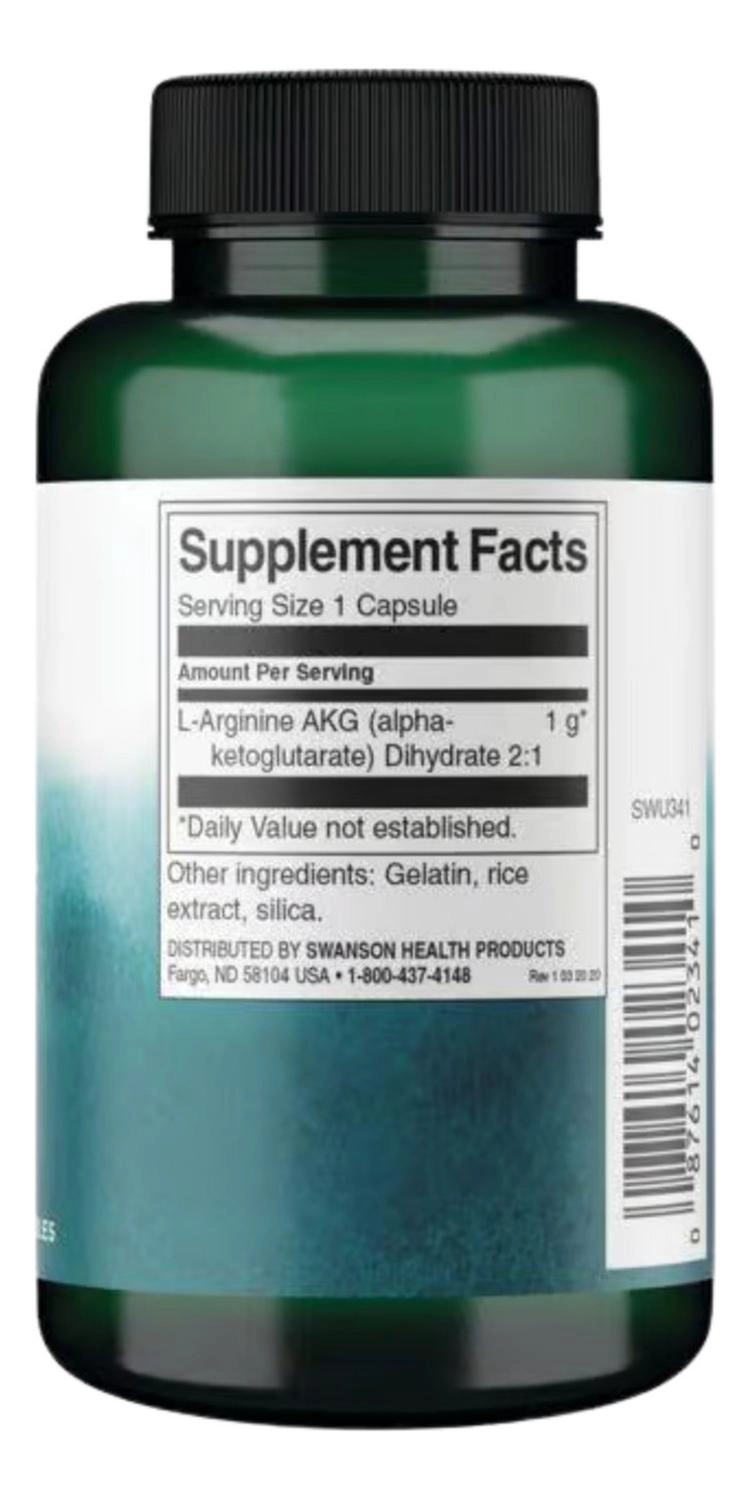 SWANSON ARGININE AKG 1 GR 90 CAPSULAS SWANSON ARGININE AKG 1 GR 90 CAPSULAS - 2