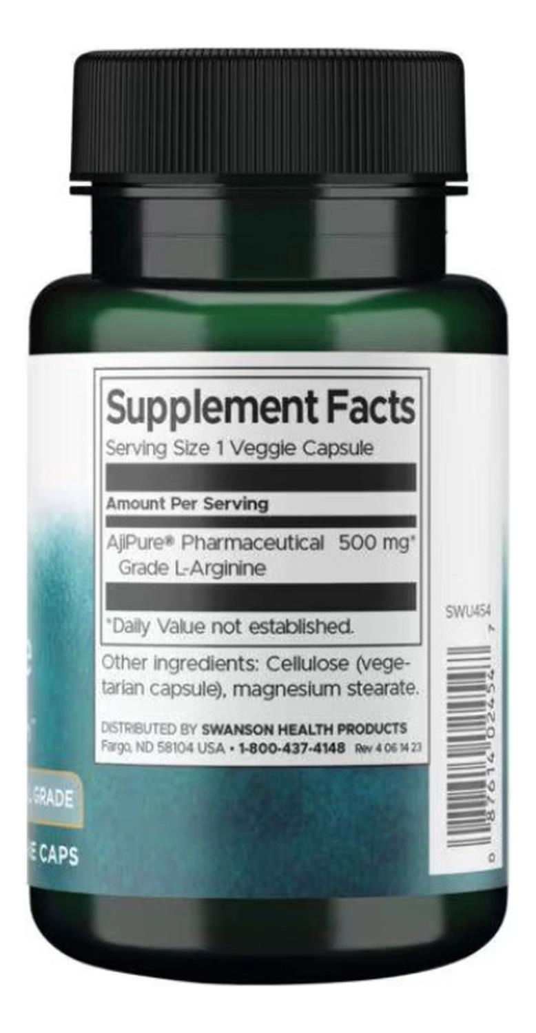 SWU454 AJIPURE L-ARGININE - PHARMACEUTICAL GRADE 500 MG 60 VEG CAPS - 2