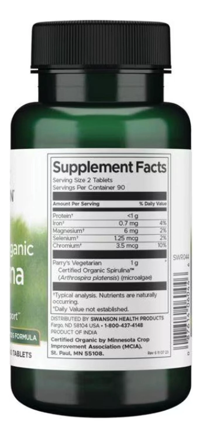 SWR044 CERTIFIED ORGANIC SPIRULINA 500 MG 180 TABS - 2