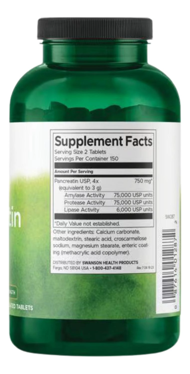 SWANSON PANCREATIN 4X 375 MG 300 TABLETAS SWANSON PANCREATIN 4X 375 MG 300 TABLETAS - 2