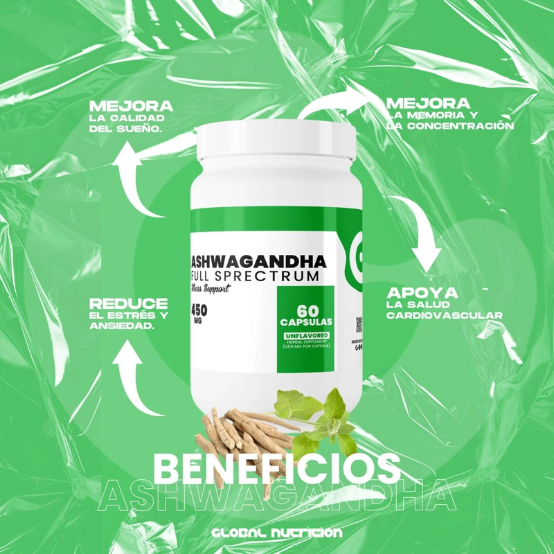 ASHWAGANDHA FULL SPECTRUM 450 MG 60 CAPS GLOBAL NUTRITION - 2