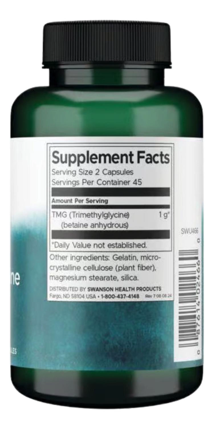 SWANSON TMG TRIMETHYLGLYCINE 500 MG 90 CAPS SWANSON TMG TRIMETHYLGLYCINE 500 MG 90 CAPS - 2