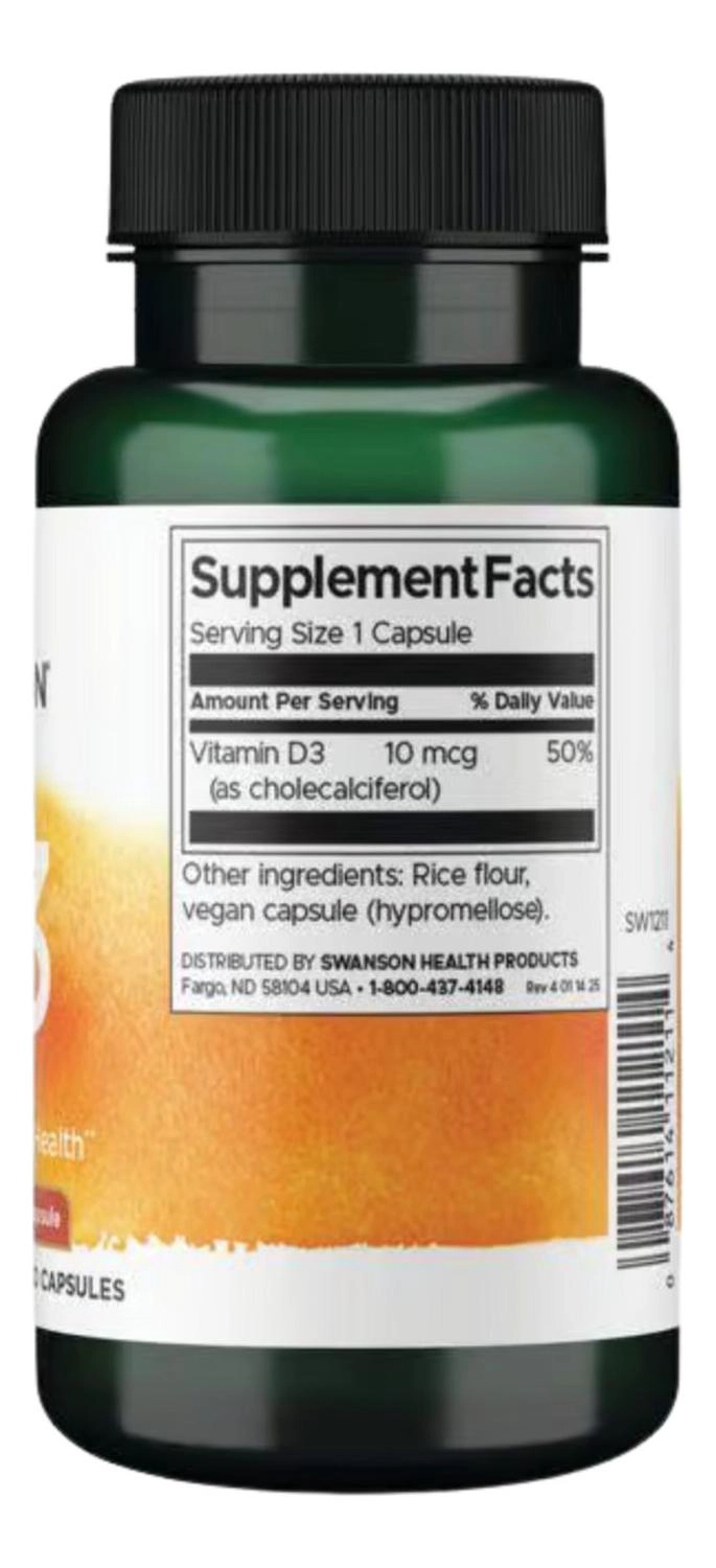 SWANSON VITAMIN D3 400 LU (10 MCG) 250 CAPS SWANSON VITAMIN D3 400 LU (10 MCG) 250 CAPS - 2