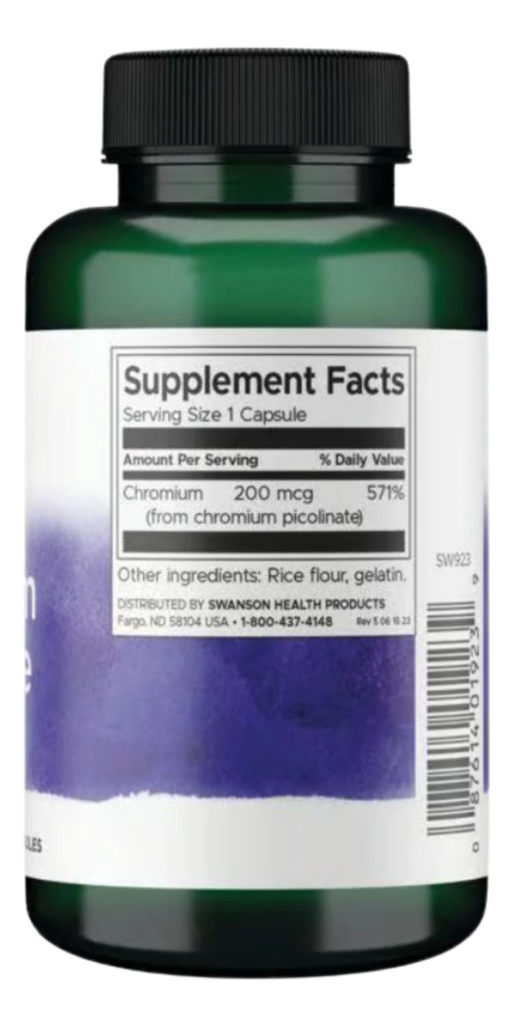 SWANSON CHROMIUM PICOLINATE 200MCG 200 CAPS SWANSON CHROMIUM PICOLINATE 200MCG 200 CAPS - 2
