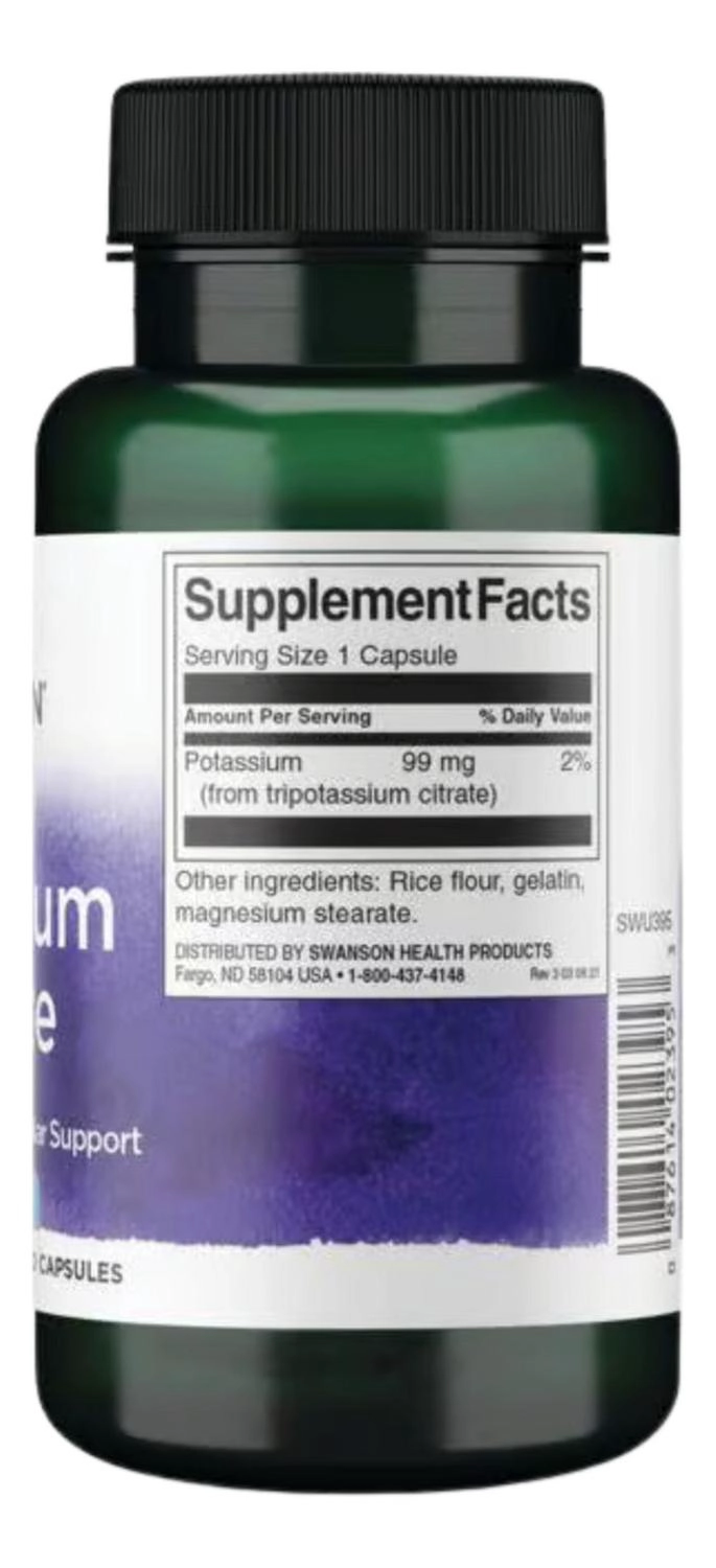 SWANSON POTASSIUM CITRATE 99MG 120 CAPS SWANSON POTASSIUM CITRATE 99MG 120 CAPS - 2