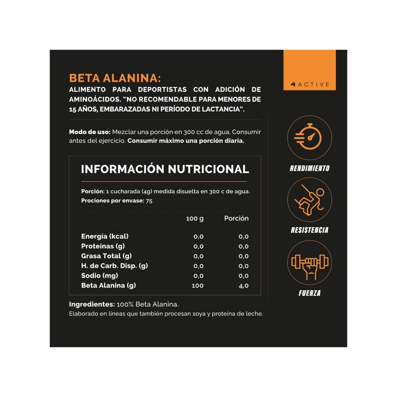 4ACTIVE 100% BETA-ALANINE - 300 GRS - 2