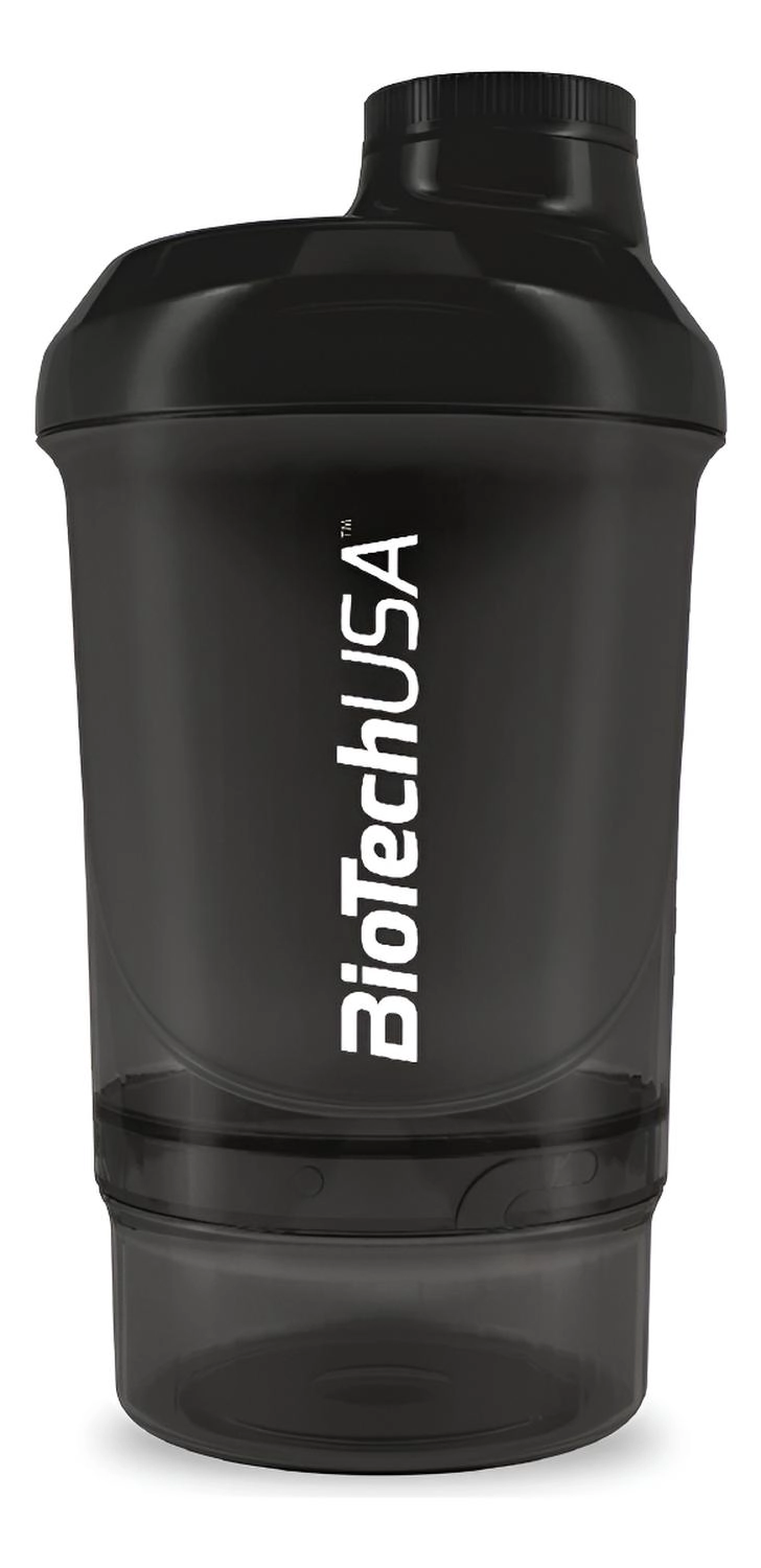 BIO SHAKER BIOTECH WAVE 600ML 2 COMPARTIMIENTOS BLACK NEGRO - 1