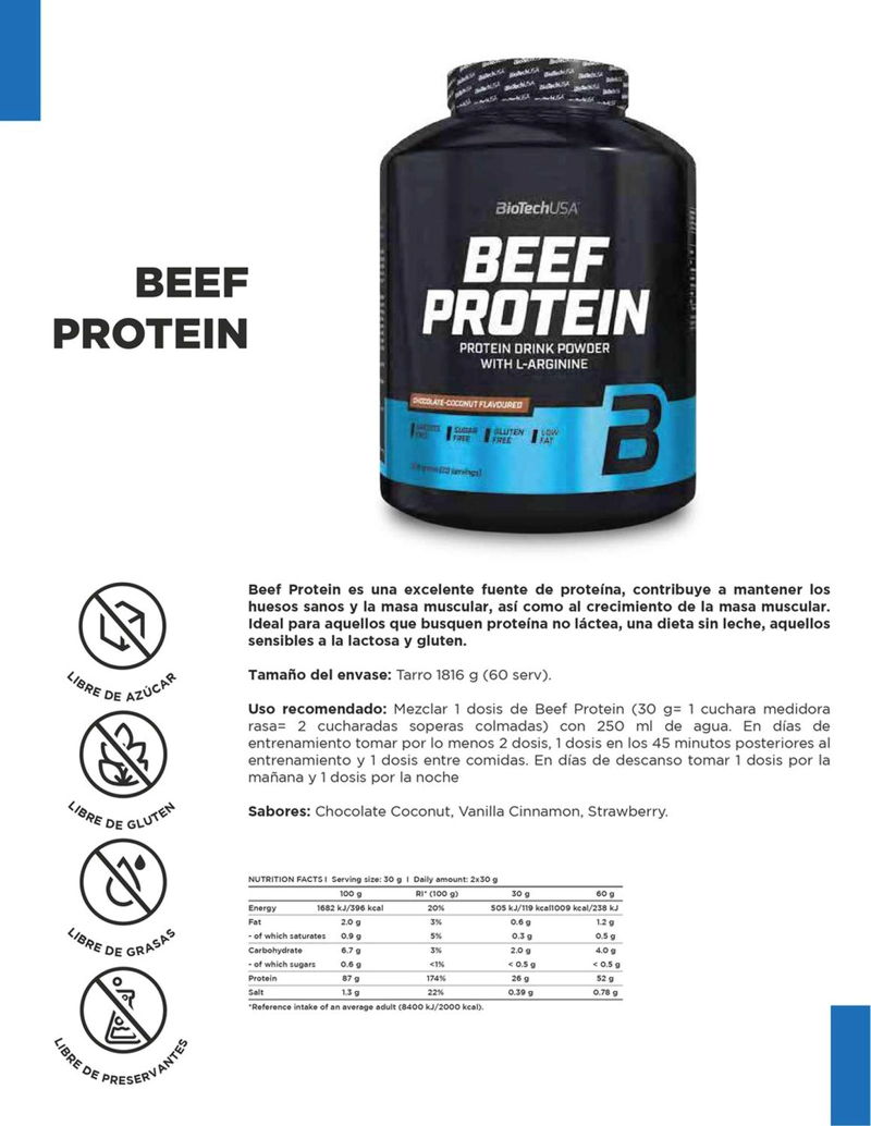 BIO BEEF PROTEIN 1816G - 60 SERV CHOCOLATE COCO CHOCOLATE COCO - 2