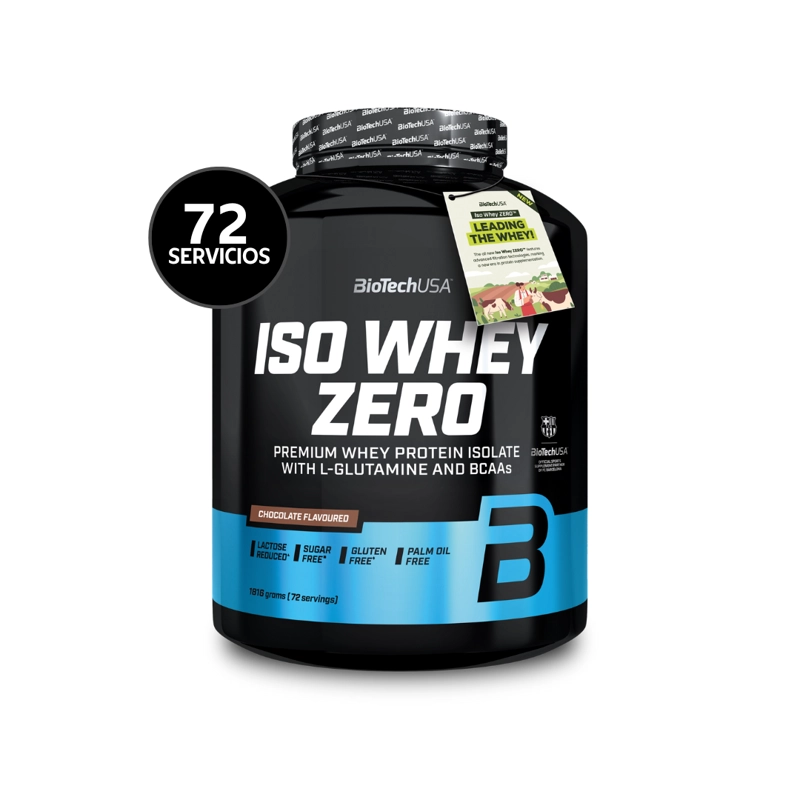 BIOTECHUSA ISO WHEY ZERO 1816 G | 72 SERVICIOS · WHEY ISOLATE · SIN AZUCAR Y GLUTEN - 1