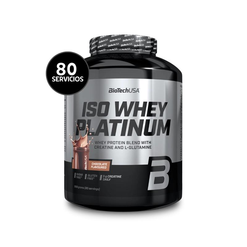 BIOTECHUSA ISO WHEY PLATINUM 1816 G | 80 SERVICIOS · WHEY PROTEIN CON CREATINA Y L-GLUTAMINA - 1