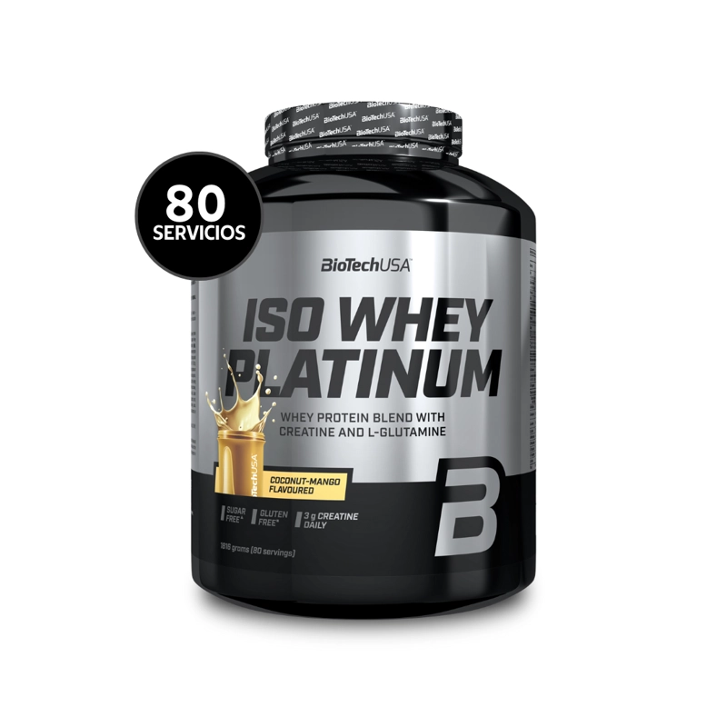 BIOTECHUSA ISO WHEY PLATINUM 1816 G | 80 SERVICIOS · WHEY PROTEIN CON CREATINA Y L-GLUTAMINA - 2