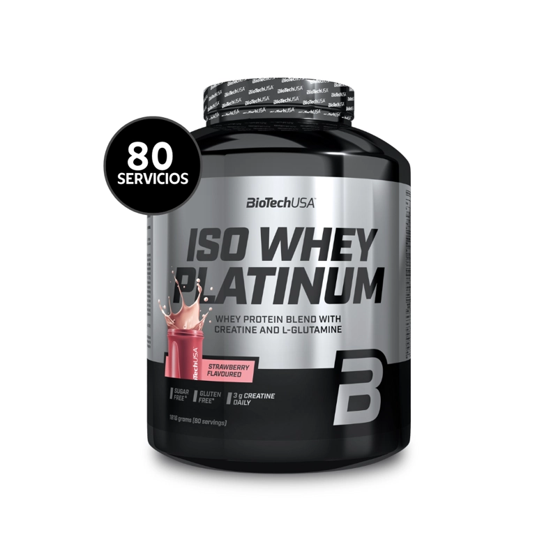 BIOTECHUSA ISO WHEY PLATINUM 1816 G | 80 SERVICIOS · WHEY PROTEIN CON CREATINA Y L-GLUTAMINA - 3