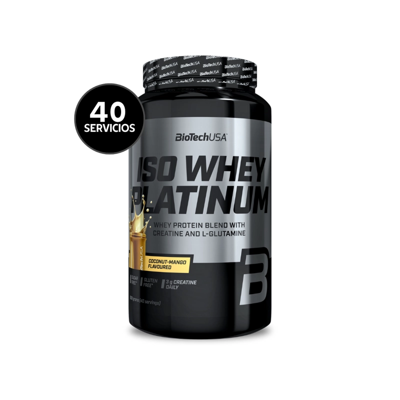 BIOTECHUSA ISO WHEY PLATINUM 908 G | 40 SERVICIOS · WHEY PROTEIN CON CREATINA Y L-GLUTAMINA - 2