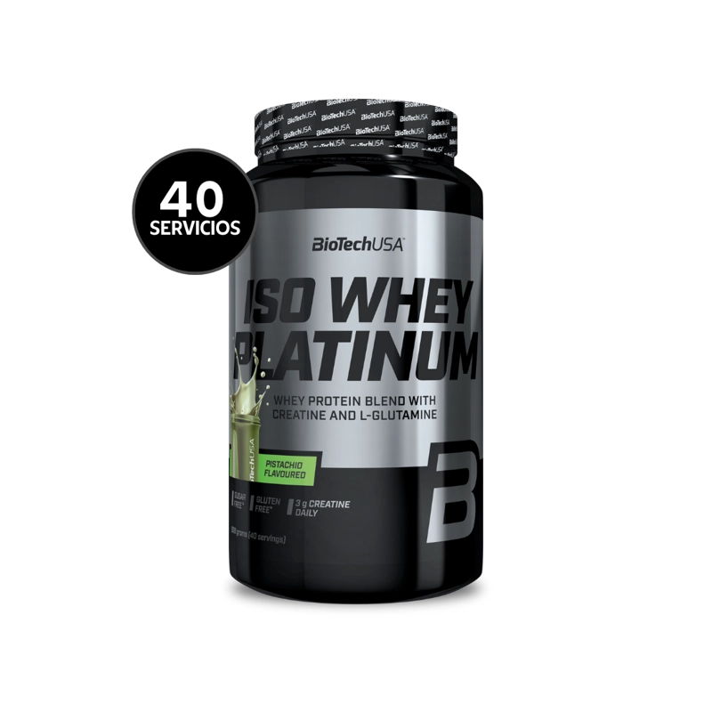 BIOTECHUSA ISO WHEY PLATINUM 908 G | 40 SERVICIOS · WHEY PROTEIN CON CREATINA Y L-GLUTAMINA - 3