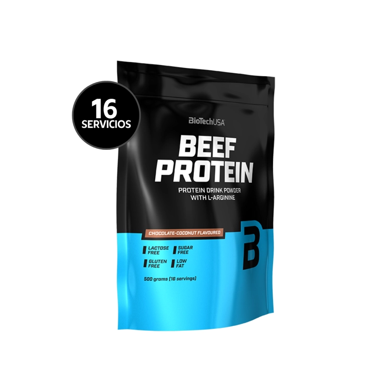 BIOTECHUSA BEEF PROTEIN 500 G | 16 SERVICIOS · PROTEINA HIDROLIZADA DE CARNE · CON L-ARGININA - 1