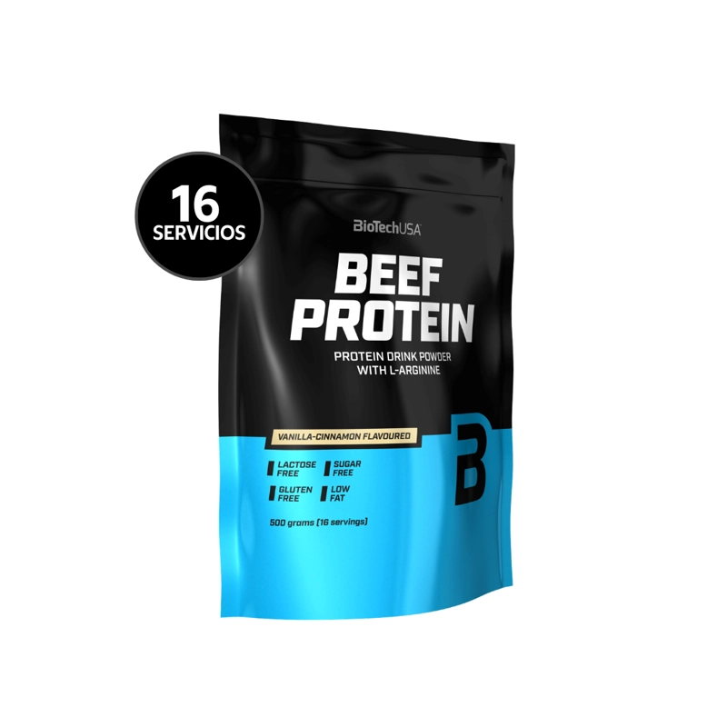 BIOTECHUSA BEEF PROTEIN 500 G | 16 SERVICIOS · PROTEINA HIDROLIZADA DE CARNE · CON L-ARGININA - 2